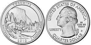 États-Unis pièce Beautiful America quarter 2010 Yosemite