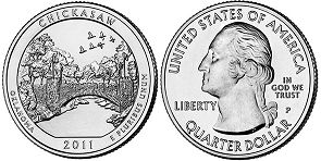 États-Unis pièce Beautiful America quarter 2011 Chickasaw