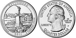 États-Unis pièce Beautiful America quarter 2011 Gettysburg