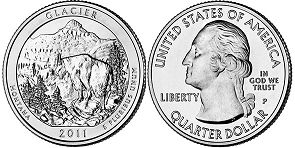 États-Unis pièce Beautiful America quarter 2011 Glacier