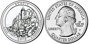 États-Unis pièce Beautiful America quarter 2012 Acadia