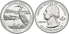 États-Unis pièce Beautiful America quarter 2015 Bombay Hook