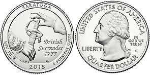 États-Unis pièce Beautiful America quarter 2015 Saratoga