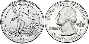 États-Unis pièce Beautiful America quarter 2016 Fort Moultrie