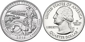 États-Unis pièce Beautiful America quarter 2016 Theodore Roosevelt