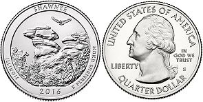 États-Unis pièce Beautiful America quarter 2016 Shawnee 