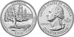 États-Unis pièce Beautiful America quarter 2018 Voyageurs