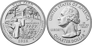 États-Unis pièce Beautiful America quarter 2020 Weir Farm