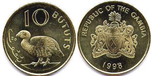 монета Гамбия 10 бутутов 1998 монета Гамбия 10 бутутов 1998
