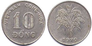 piece South Vietnam 10 dong 1970