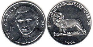 piece Congo 1 franc 2004